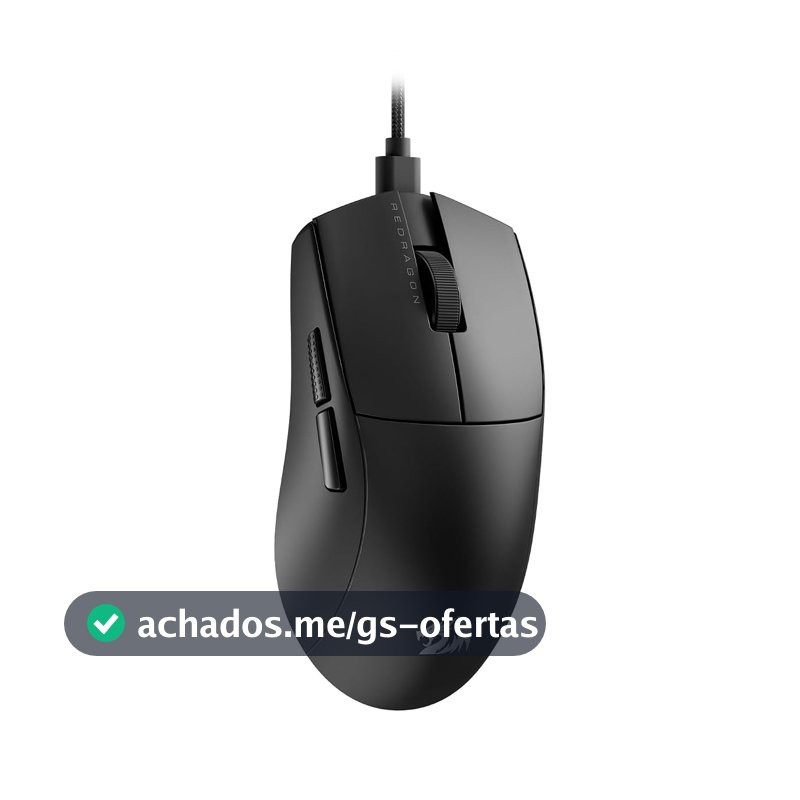Mouse Gamer Redragon K1ng 1K Preto PAW3327 Cabo USB Tipo-C Removível 12400 DPI M724