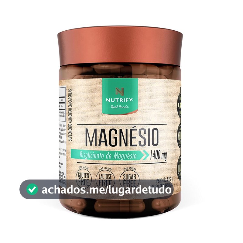 Nutrify - Magnésio 1400mg - Multivitamínico - Suplemento Alimentar de Máxima Absorção - Sem Glúten, Sem Lactose, Sem Açúcar - 60 Cápsulas