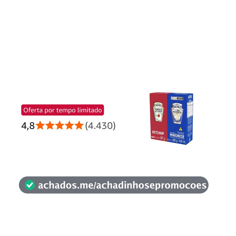 Heinz Pack Ketchup 397G + Maionese 390G