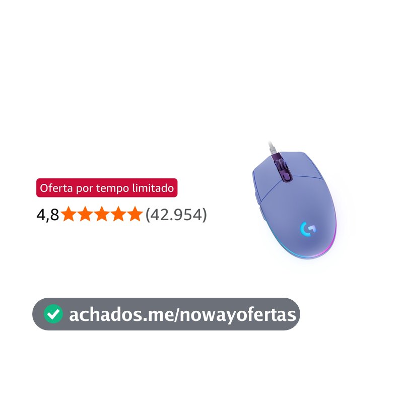 Mouse Gamer Logitech G203 LIGHTSYNC RGB, Efeito de Ondas de Cores, 6 Botões Programáveis e Até 8.000 DPI - Lilás