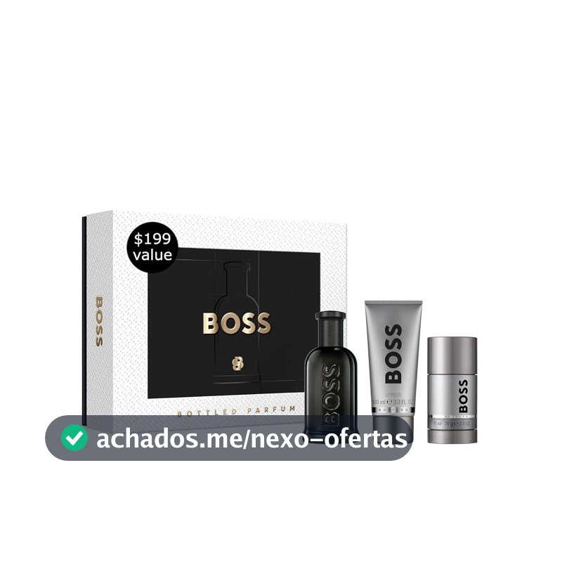 Kit Perfume Masculino Hugo Boss Bottled Parfum, Amadeirado Âmbar, 3 Itens