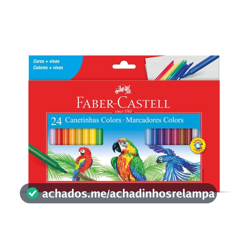 Caneta Hidrografica Prestocolor Regular 24 Cores - Pacote com 06 Faber Castell, Multicor