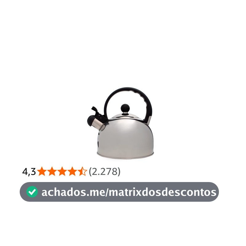 Mimo Style Chaleira Com Assobio de Alerta, Alça e Tampa Flip-up, Capacidade para 2 Litros e Acabamento Espelhado, Produzida em Aço Inox Resistente e Duradouro
