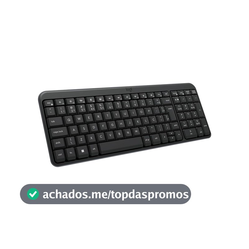 Teclado Sem Fio Logitech K250 Bluetooth com Conectividade Rápida e Fácil, Design Compacto, Teclado Numérico, Layout ABNT2, Teclas Resistentes a Derramamentos, Compatível com PC e Mac - Grafite