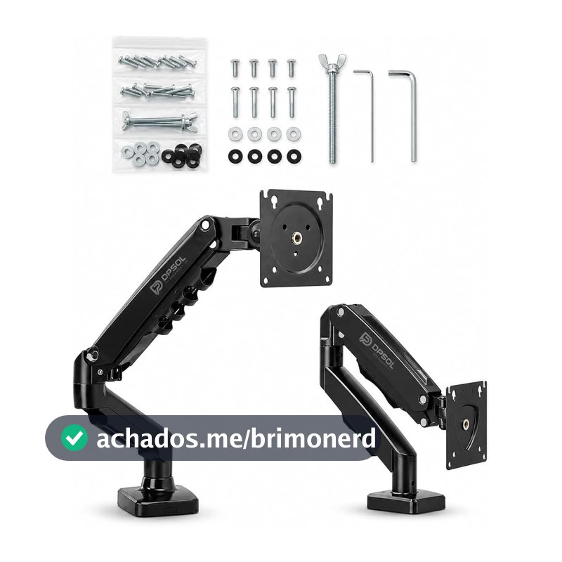 Braço articulado, suporte Articulado de Mesa, Pistão a Gás, Design Compacto e Retrátil, Ergonômico, Monitores 13'' a 35'', 2kg a 9kg, fixação monitor universal padrão vesa de 75x75mm e 100x100mm