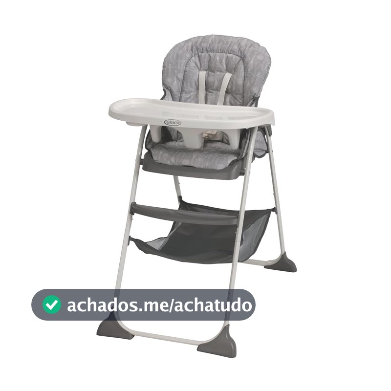 Graco Cadeira de Alimentação e Refeição Infantil Alta Dobrável e Reclinável Slim Snacker Cinza