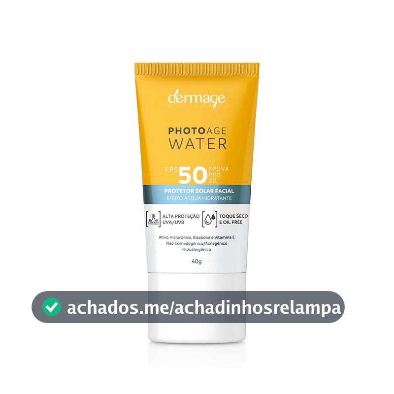 Photoage Water, Protetor Solar Incolor com FPS50 e PPD20, Fórmula Enriquecida com Hialuronato de Sódio e Tecnologia Double UV Protect, 40g