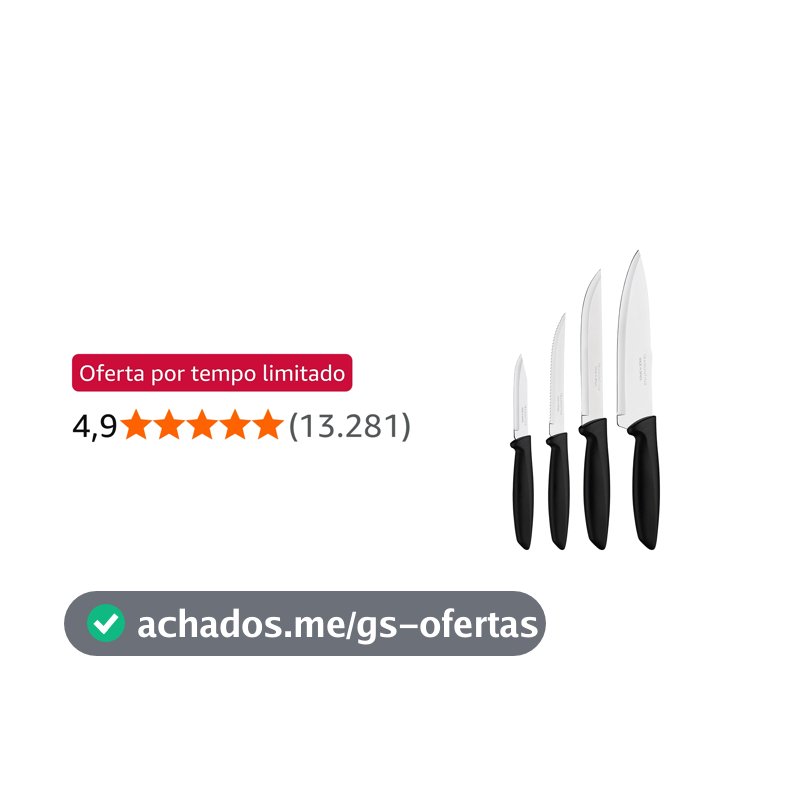 Tramontina JOGO FACAS INOX 4PC PLENUS PRE, Preto