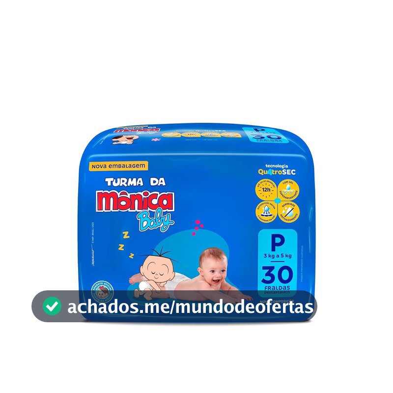 Fralda Turma da Mônica Baby Jumbo P 30 Unidades
