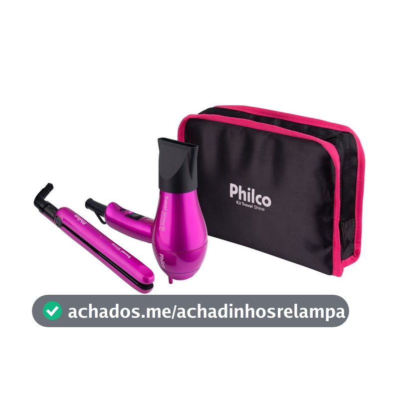 Philco Kit Travel Shine Bivolt, Portátil Rosa