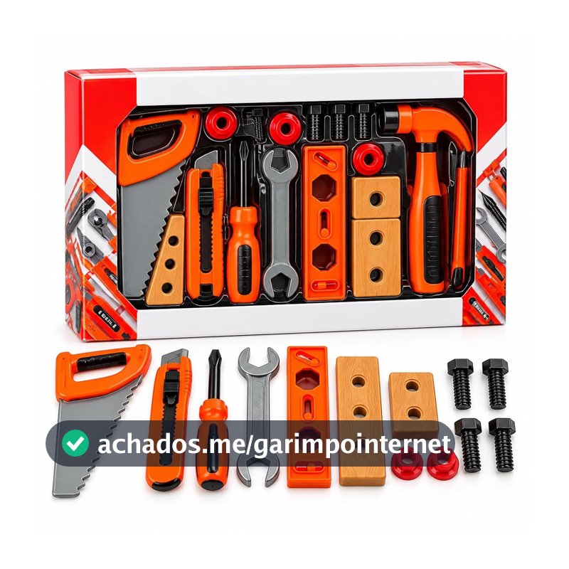 Kit Ferramentas de Brinquedo com Serra Martelo Chave e Acessórios de Montagem
