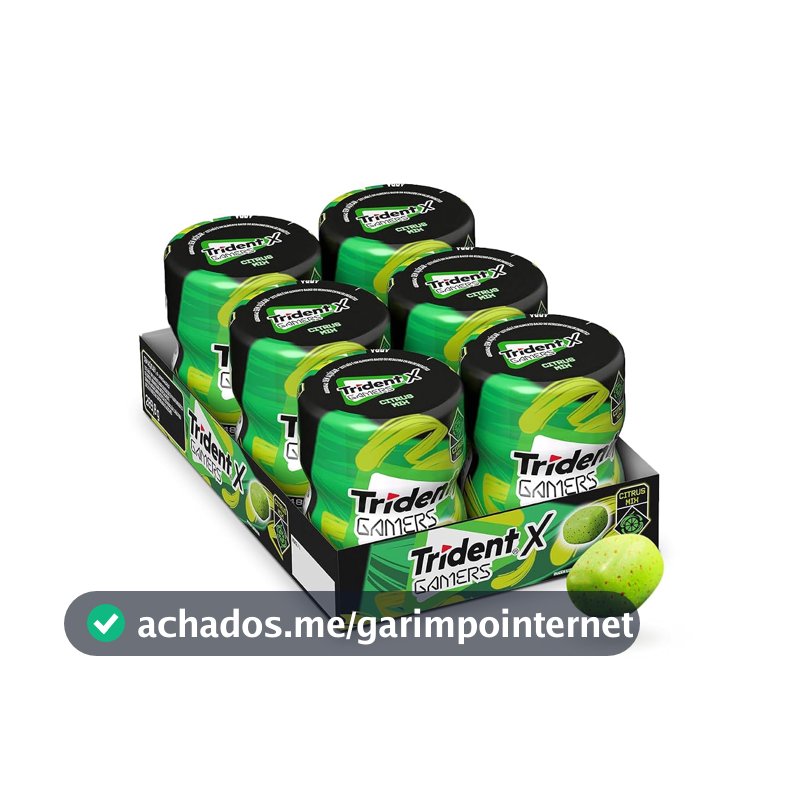 Chiclete Trident X Gamers Citrus Mix - Caixa com 6 unid de 48,3g