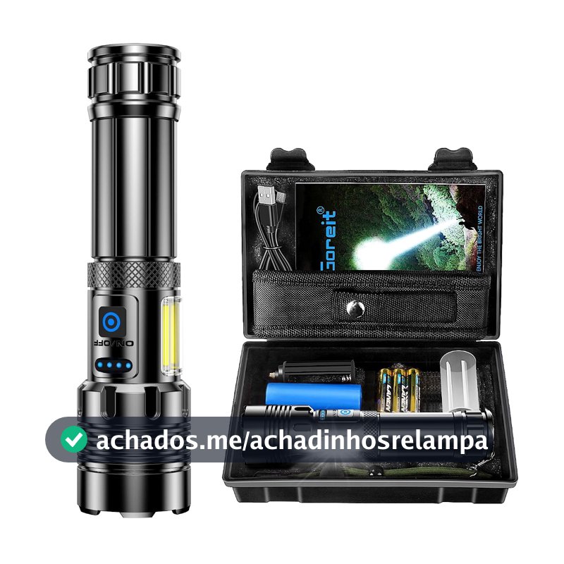 Lanterna Led Recarregável 10000Lúmen, Lanternas Tatica Militar Há 7 Modos, XHP90.2 Chip, lanternas Potente Zoom de Longo Alcance, Lanternas Para Acampamento, Pesca Emergências, Super Lanterna USB LED