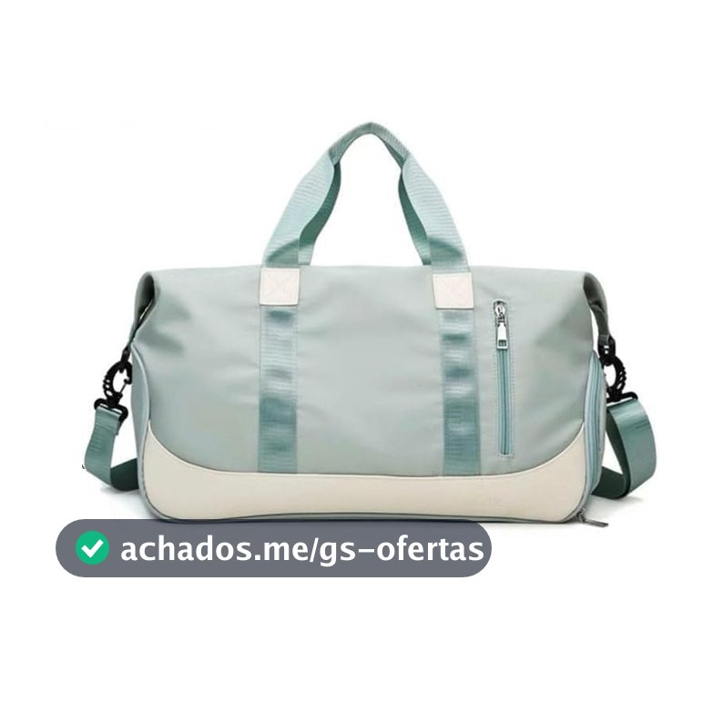 Bolsa De Mão Mala Viagem Academia Feminina Masculina Super Grande, Compartimentos Com Zíper, Espaço Para Tênis Ou Roupas Sujas Alça Removível Modelo Transversal Bordo Poliéster (Verde)