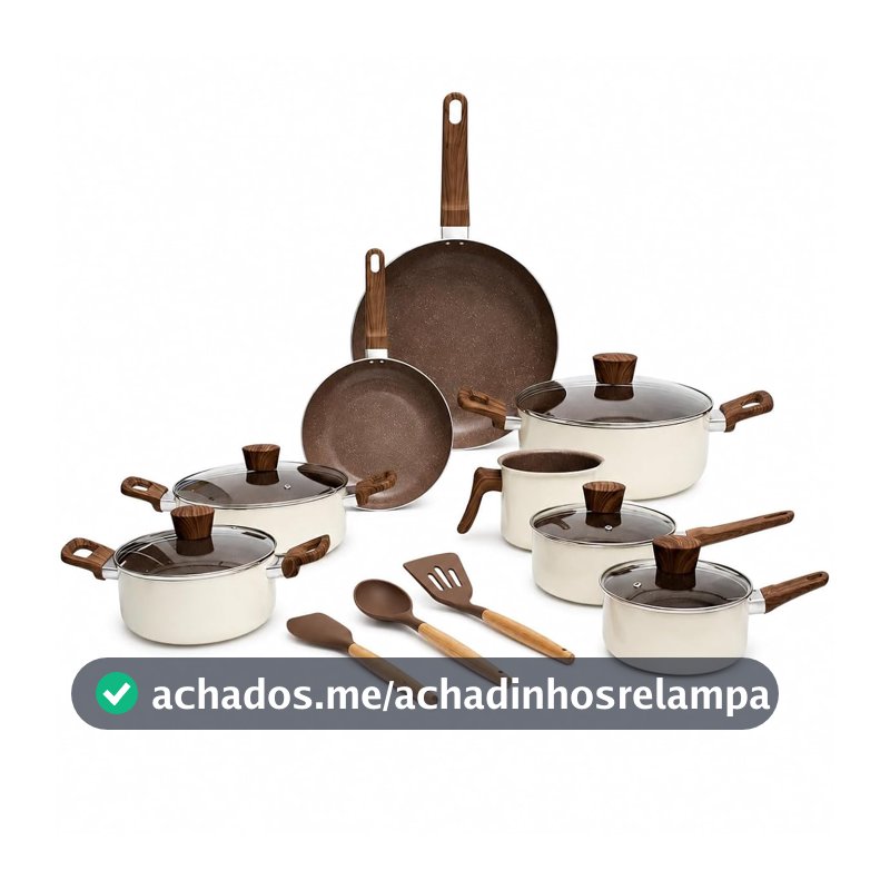 Jogo de Panelas de Ceramica Calcarea 10 Peças Antiaderente (Terracota)