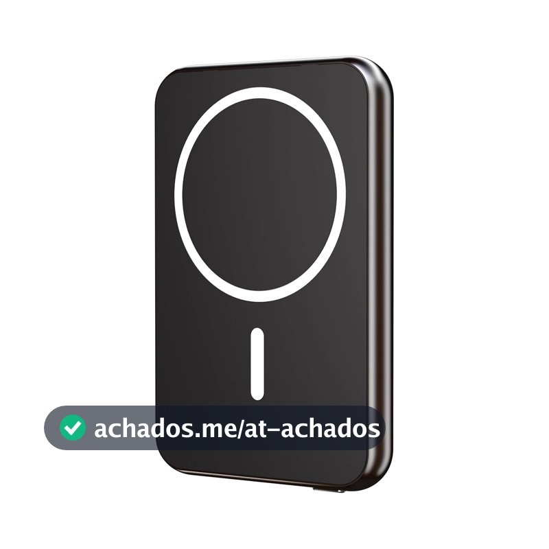 Geonav Power Bank, Carregador Portátil Universal por Indução 5.000mAh, Ultraslim Carregamento rápido, Compatível com MagSafe®, PB5KALMAGBK, Preto