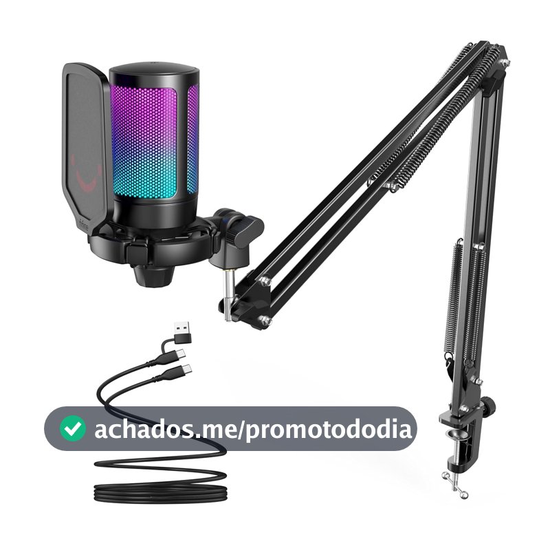 FIFINE A6T Gaming PC Microfone USB,Mic RGB para Computadorpara Podcast