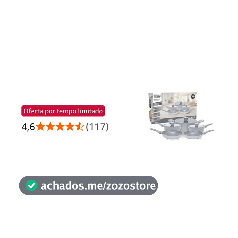 BLACK+DECKER Conjunto de Panelas 5 Peças Ceramic Pro Gourmand Gris – Revestimento Cerâmico Antiaderente, Base Compatível com Indução e Tampas de Vidro com Borda de Silicone - Mist Grey