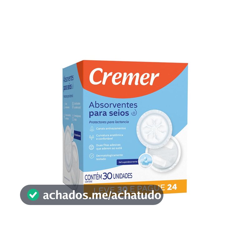 Absorvente Cremer 30Un. Seios