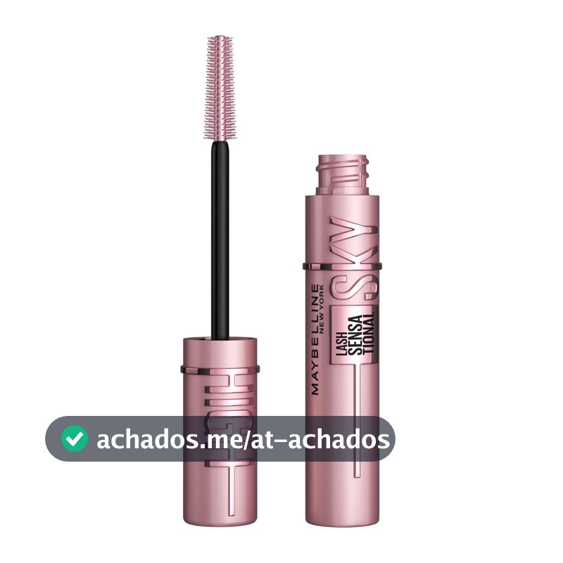 Maybelline NY Lash Sensational Sky High Máscara de Cílios Lavável, Escova Flexível, Alongamento Sem Limites com Extrato de Bambu e Fibras, Impacto de Todos os Ângulos, Preto 7,2ml