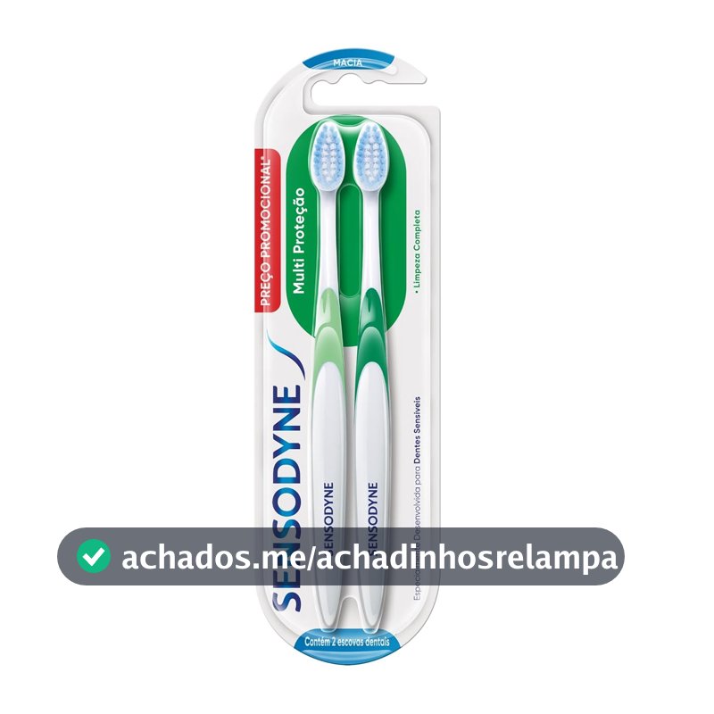 Sensodyne Escova de Dente Multi Proteção, Escova Dental com Cerdas Macias, Limpeza Completa, 2 Unidades