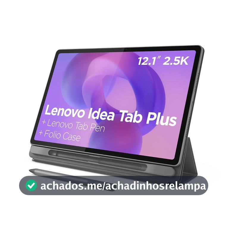 Tablet Lenovo Idea Tab Plus 12.1" 2.5K 90Hz - Octa-Core, 8GB RAM, 128GB, Wi-Fi 5, Android 15, Caneta e Case