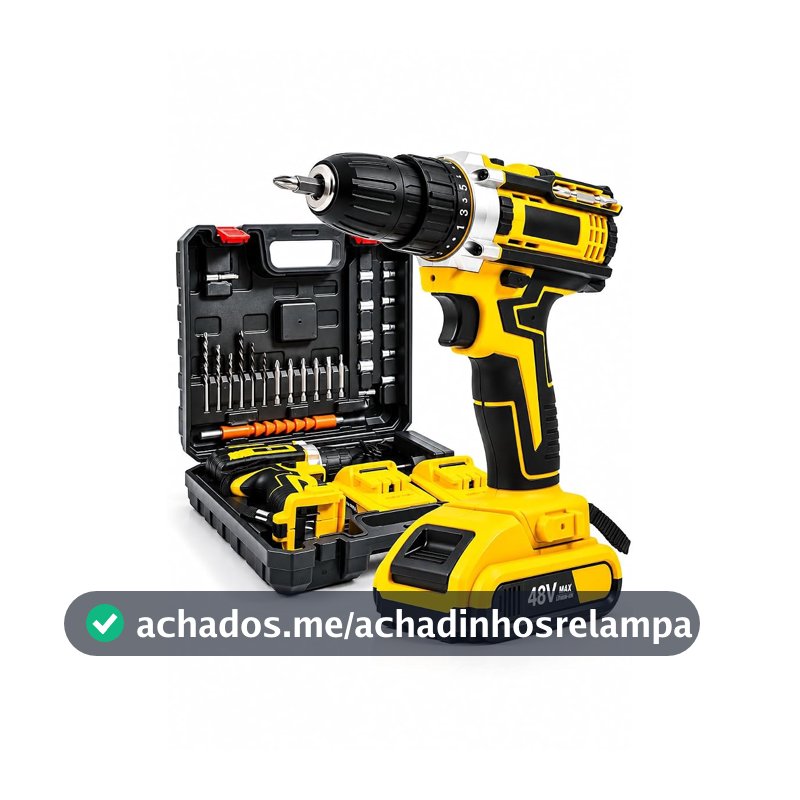 Parafusadeira e Furadeira 48V Sem Fio com Impacto Mandril 10mm