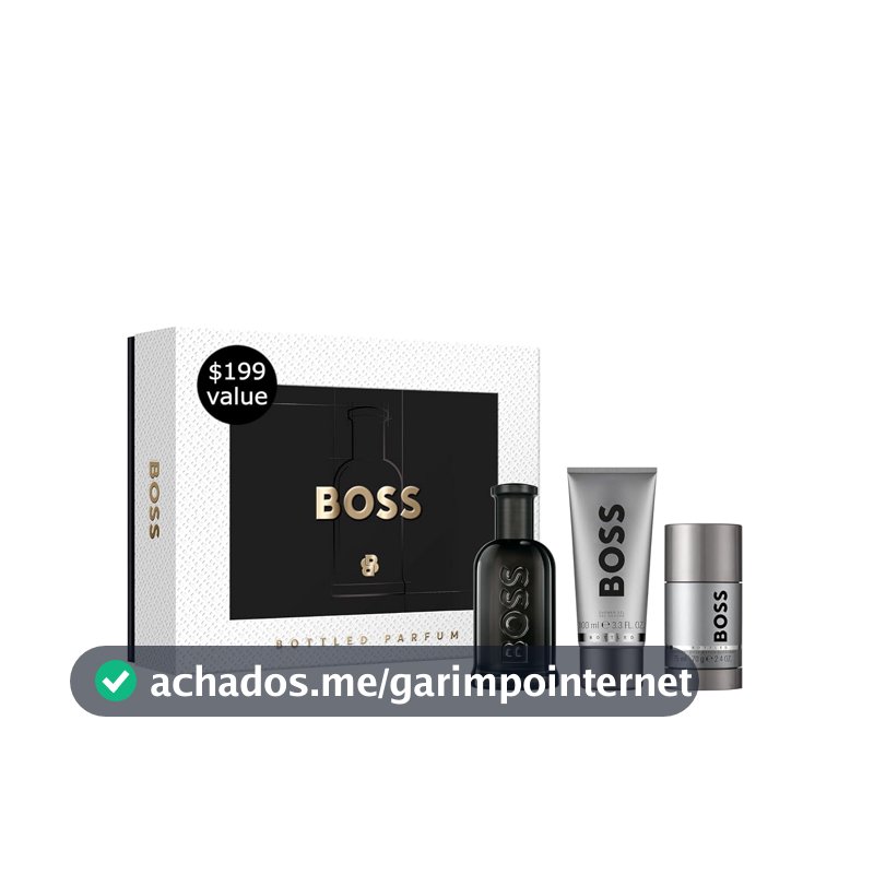 Kit Perfume Masculino Hugo Boss Bottled Parfum, Amadeirado Âmbar, 3 Itens
