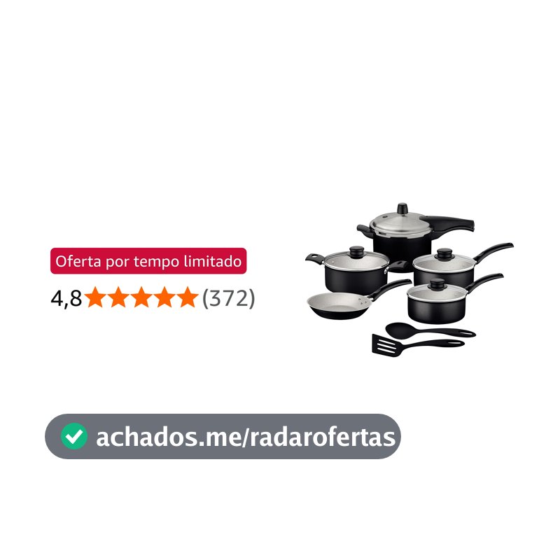 Jogo de Panelas Tramontina Turim em Alumínio com Revestimento Interno e Externo em Antiaderente Starflon Max Preto 7 Peças