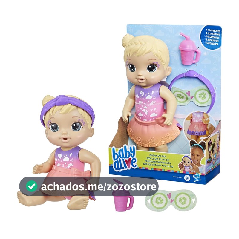 Baby Alive, Boneca, Dia no Spa - Cabelos Loiros, Inclui Máscara e Mamadeira, 22,5 cm - A partir de 3 Anos