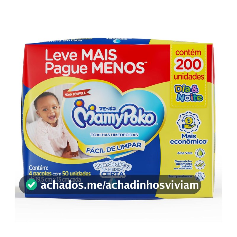 MamyPoko Lenços Umedecidos Dia&Noite 200 Unidades