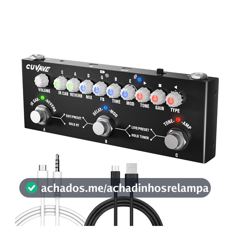 M-VAVE Pedal de efeitos de guitarra elétrica,Processador multiefeitos de guita, portátil CUBE BABY com função de interface de áudio de telefone de reprodução de música sem fio Instrumentos Infantis