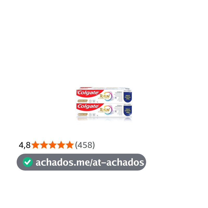 Colgate Total Original Mint Creme Dental com Flúor, 2x180g