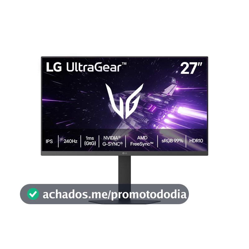 LG UltraGear Monitor Gamer 27" IPS 240Hz 1ms (GtG) Full HD (1920x1080) sRGB 99% HDMI 2.0 NVIDIA G-SYNC AMD FreeSync Premium, Preto - 27G440A