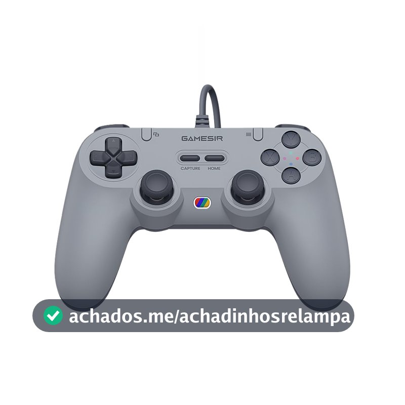 Controle GameSir Tegenaria Lite com Fio para Switch, PC, Android, iOS e Steam, Design Retrô Anos 90, Hall Effect Anti-Drift, 1000Hz Polling Rate, Baixa Latência, Botões Programáveis, Vibração Dupla - Cinza Retrô