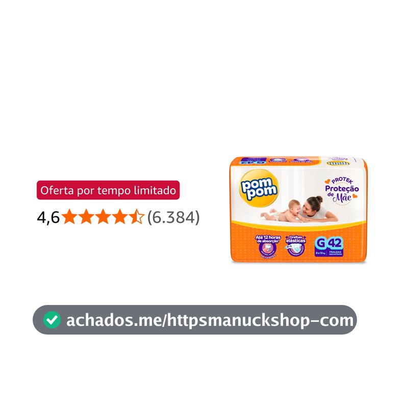 Fralda Pom Pom Protek Proteção de Mãe Mega G 42 Unidades