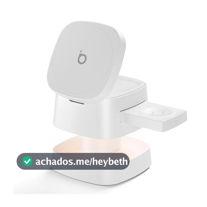 Carregador Sem Fio 4 em 1 Basike - Carregador por Indução 15W(Branco)