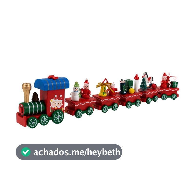 Trenzinho 40cm Madeira Natal Enfeite Decoração Estante Mesa Luxo