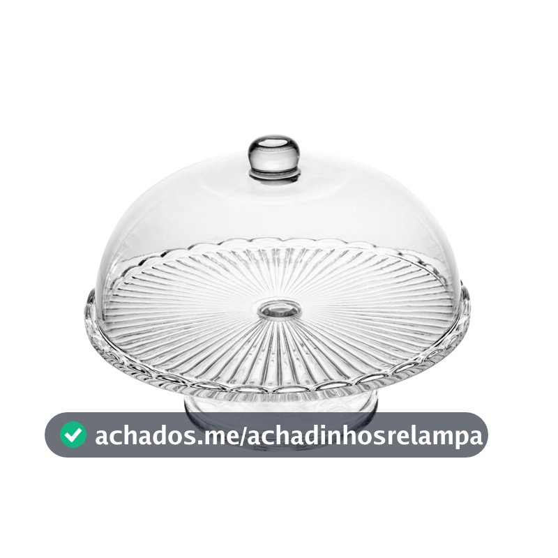 WOLFF - Prato para Bolo com Pé de Vidro e Tampa Bangkok 29cm x 21cm