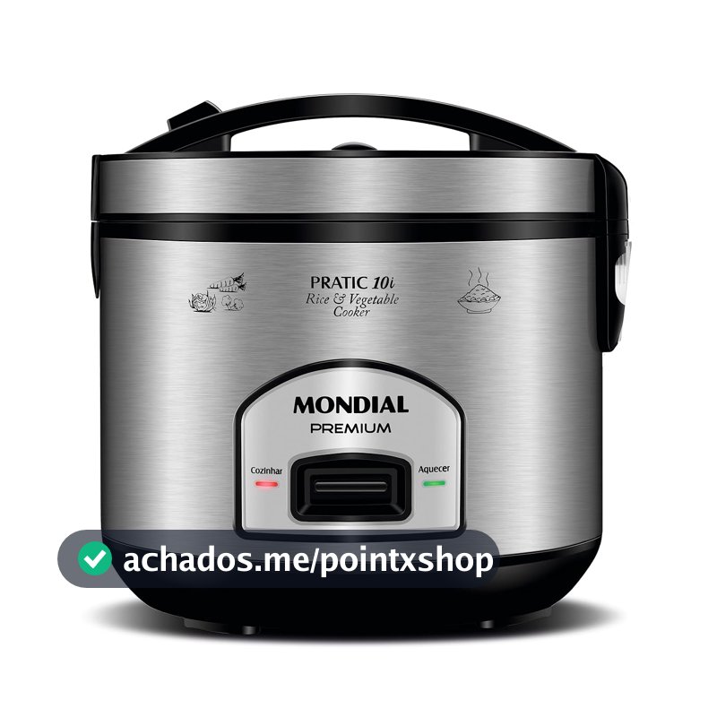 MONDIAL Panela Elétrica de Arroz, Preto/Inox, 700W, 220V - PE-42-10X