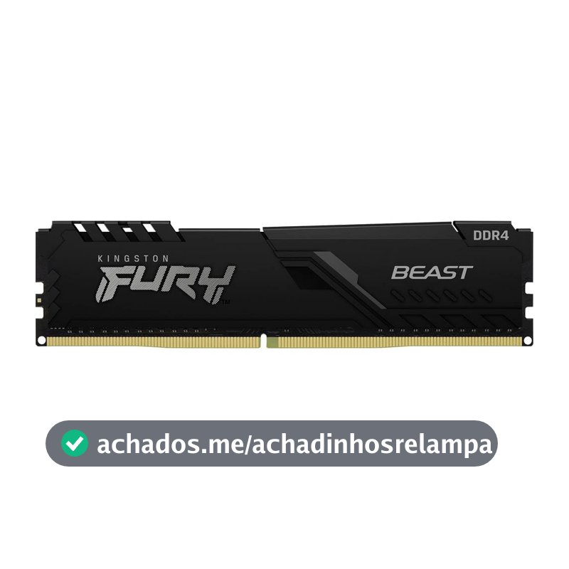 MEMÓRIA KINGSTON FURY BEAST DIMM DDR4 8GB 3200 MHZ KF432C16BB/8 1,35V 1Rx 288 pinos Desktop Gamer