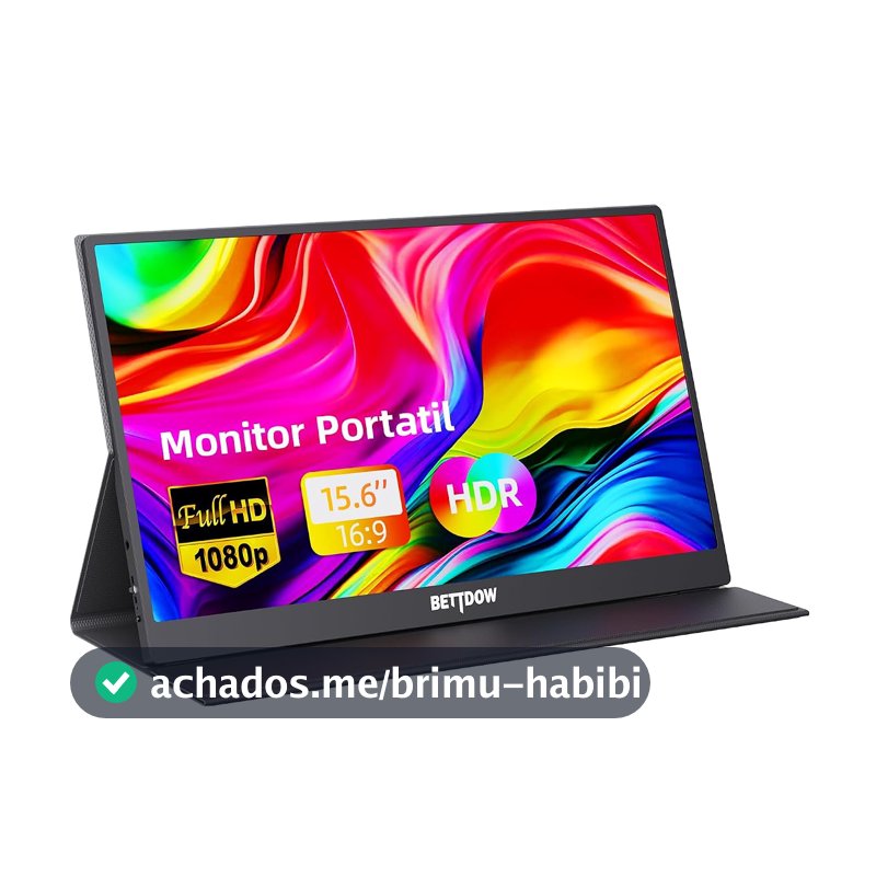 Bettdow Monitor Portatil 15,6'', FHD 1080P Monitor Portátil Conectado Com USB C Dupla/HDMI, IPS Extensor De Tela para Notebook com VESA e Funda Inteligente magnético, Plug and Play
