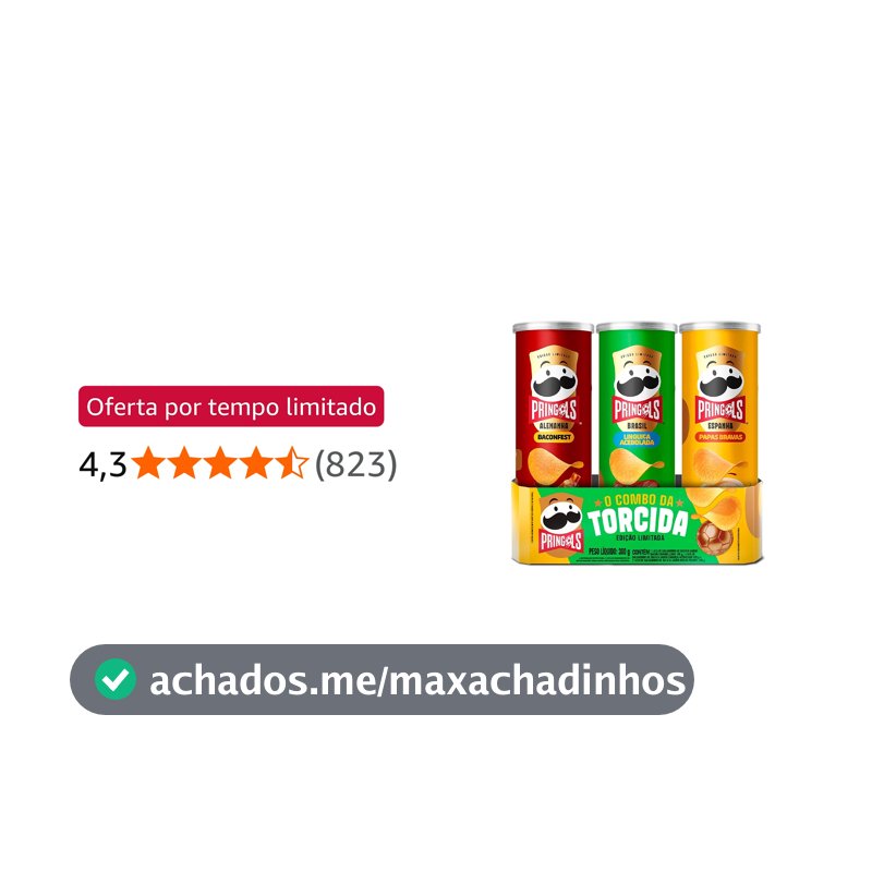 Salgadinho Batata Frita Pringles Tripack Especial Festa do Futebol