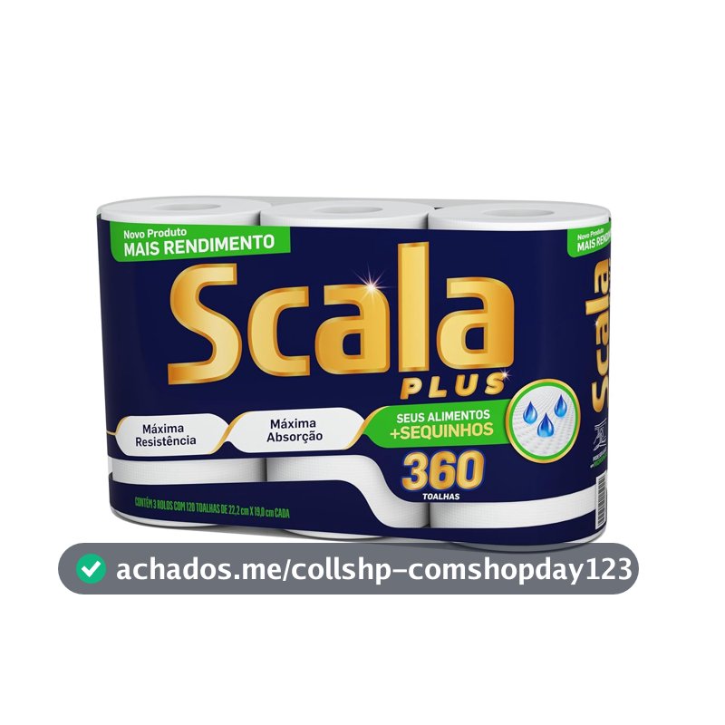 Papel Toalha em Rolo Scala Plus Mega, 360 Toalhas