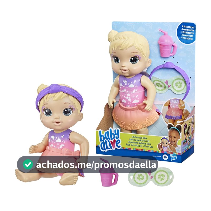 Baby Alive, Boneca, Dia no Spa - Cabelos Loiros, Inclui Máscara e Mamadeira, 22,5 cm - A partir de 3 Anos