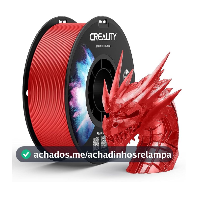 Creality Filamento de Impressão 3D de 1,75 mm, Excelente Resistência, Alta Precisão, Inodoro, Não Tóxico e à Prova de Umidade, 1 kg de Filamento PETG Brilhante para Impressora 3D (Vermelho)