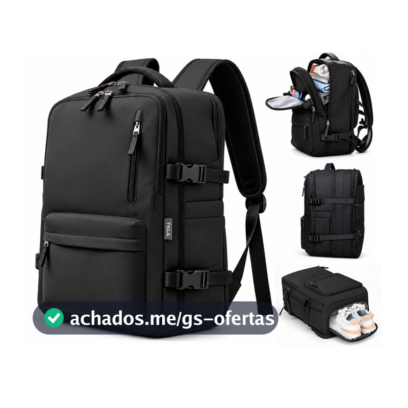 Mochila de Viagem Expansível Notebook Executiva Masculina Feminina Mala e Bagagem de Mão com Porta Tenis 40L 30L TKLA