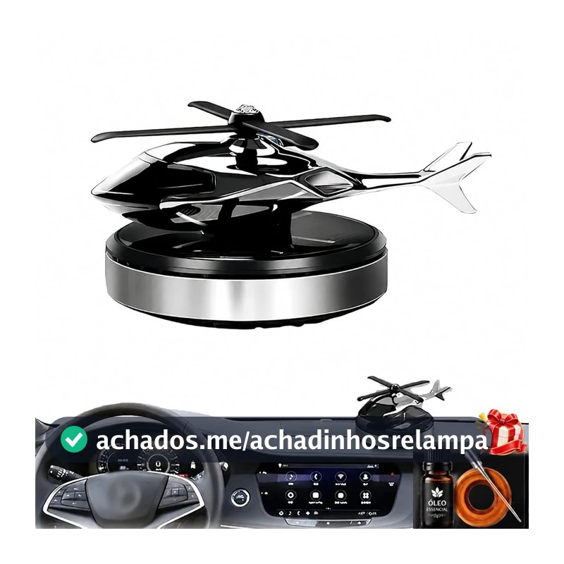 Aromatizador Solar para Carro Modelo Helicóptero Perfume Automotivo