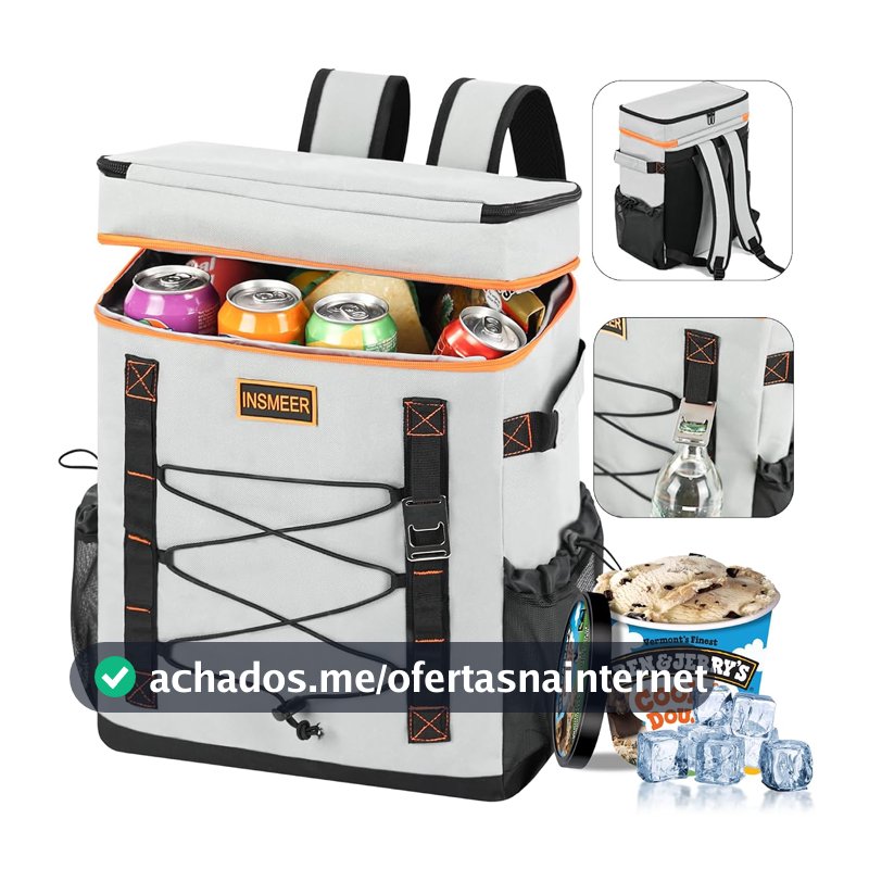 INSMEER Mochila Termica, 50 Latas Bolsa Termica Isotérmico Grande Caixa Termica Cooler Sacola Para acampamento, Mochila para Feminina Masculino Praia