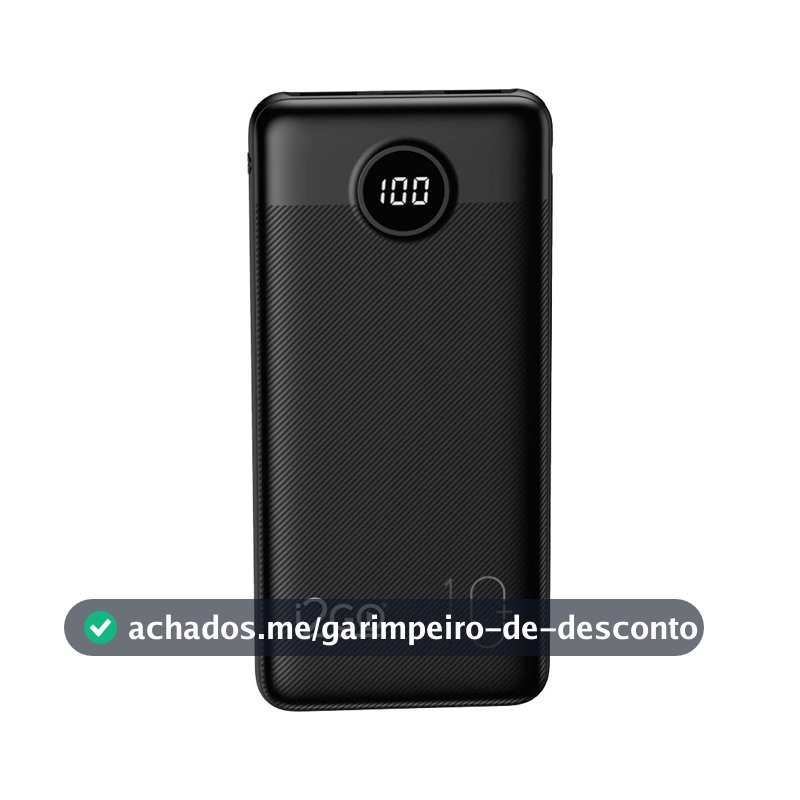 I2GO, Carregador Portátil (Power Bank) Ultra Rápido 10000mAh, Power Delivery 20W, 2 Saídas USB + 1 Saída/Entrada USB-C, Preto, i2GO PRO